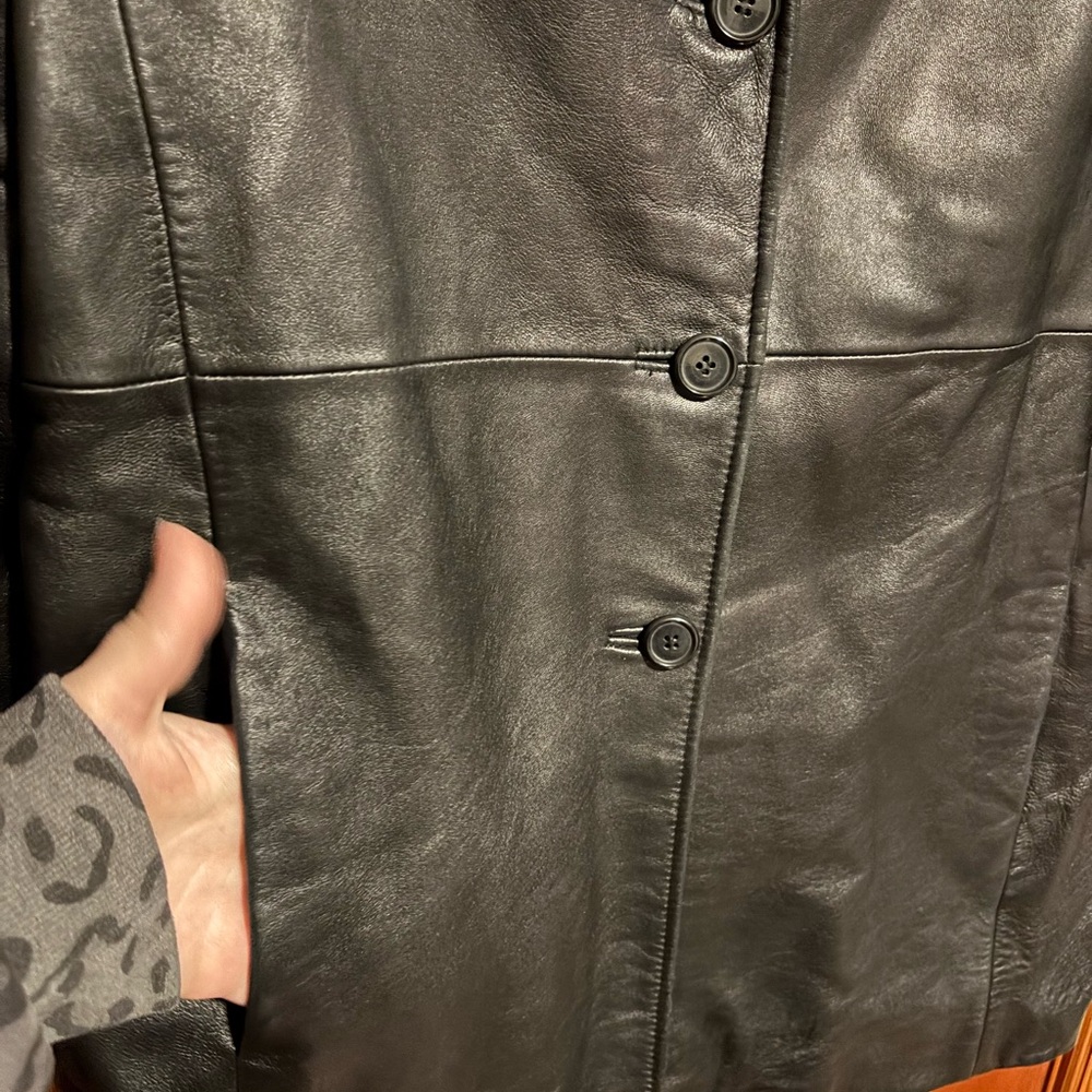 KATHY IRELAND Vintage Womens Black Leather Jacket Size Medium - Picture 3 of 6